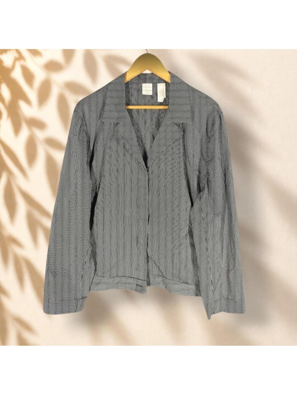 Emma James Shirt Women 20W Plus Black Plaid Button Up Collared Long Sleeve